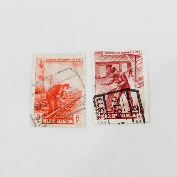 Lot Of 7 Belgium 1940s Railway Parcel Post Worker Stamps Used