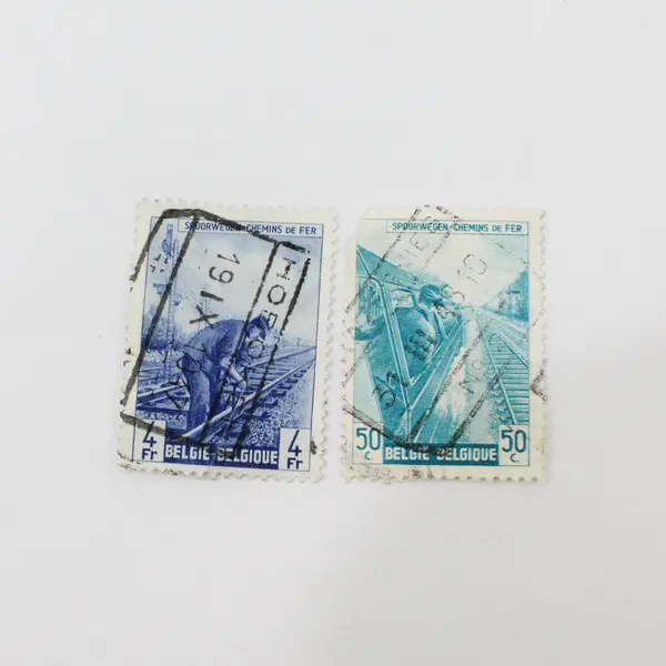 Lot Of 7 Belgium 1940s Railway Parcel Post Worker Stamps Used