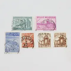 Lot Of 6 Belgium 1940s National Industry Stamps Used
