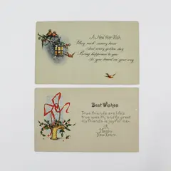 Lot Of 2 Vintage 1920s New Year Wish Greeting Postcards