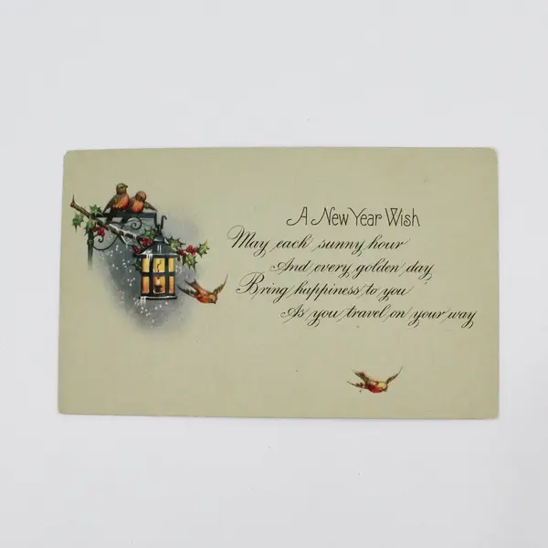 Lot Of 2 Vintage 1920s New Year Wish Greeting Postcards