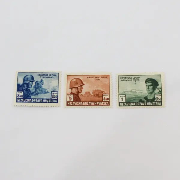 Set Of 3 NDH Croatia 1944 Legion Stamps Mint Hinged OG SC #B60-62