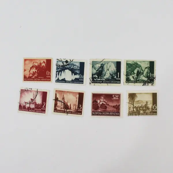 Lot Of 8 NDH Croatia 1943 Landmarks Stamps Used