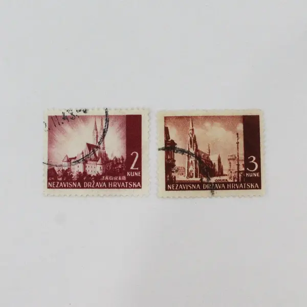 Lot Of 8 NDH Croatia 1943 Landmarks Stamps Used