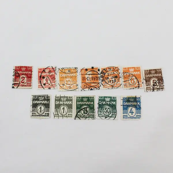 Lot of Approx. 33 Denmark 1930s-1960s Used Wavy Line Stamps
