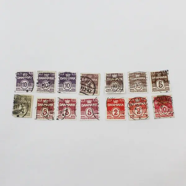 Lot of Approx. 33 Denmark 1930s-1960s Used Wavy Line Stamps