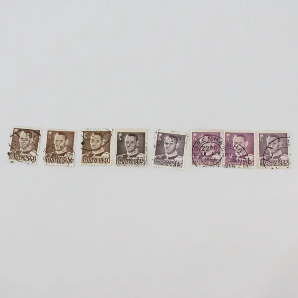Lot Of 30 Denmark 1950s King Frederik IX Stamps Used