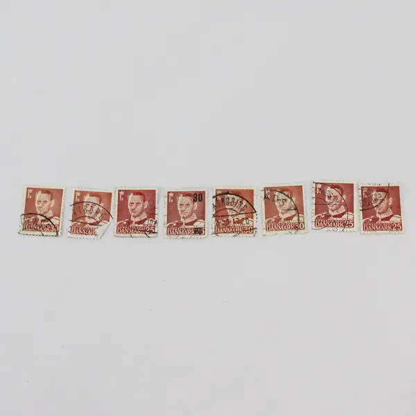 Lot Of 30 Denmark 1950s King Frederik IX Stamps Used