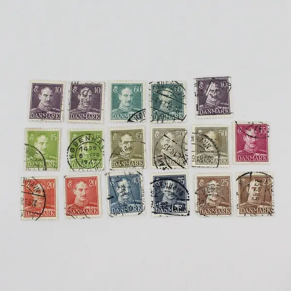 Lot Of 17 Denmark 1940s King Christian X Stamps Used