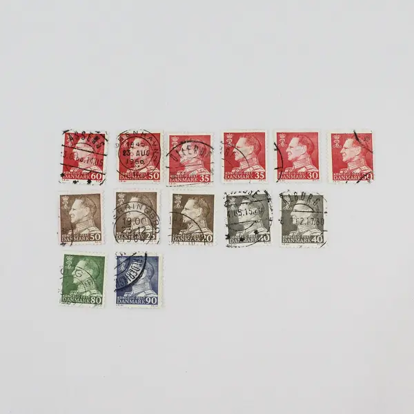 Lot Of 13 Denmark 1960s King Frederik IX Stamps Used