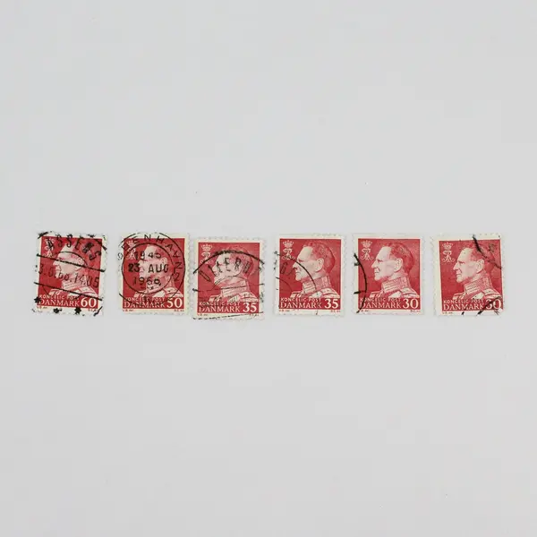 Lot Of 13 Denmark 1960s King Frederik IX Stamps Used