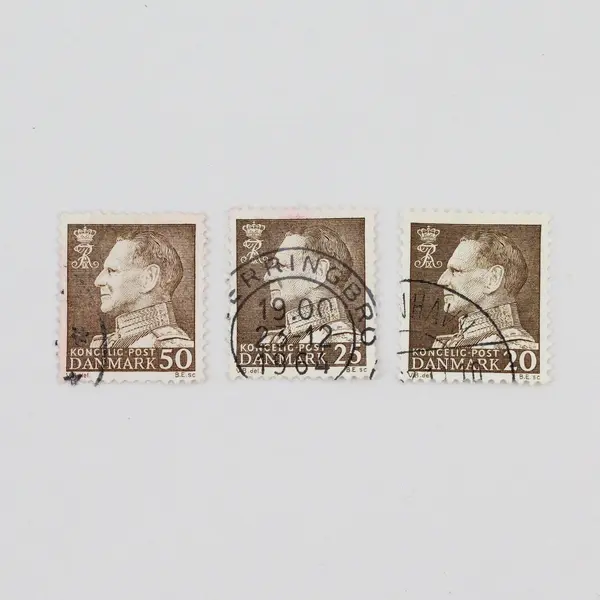 Lot Of 13 Denmark 1960s King Frederik IX Stamps Used