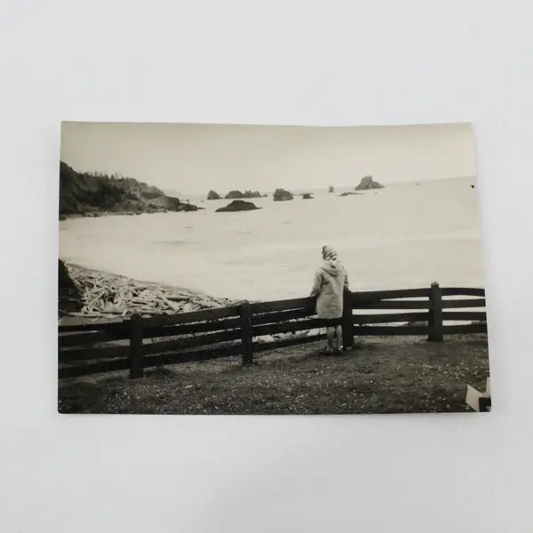 Vintage 1950s Ecola State Park Oregon Coast Black And White Snapshot Photo