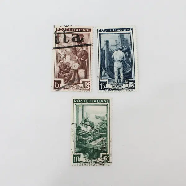 Lot Of 10 Italy 1950s Italy At Work 1/5/6/10/12/15/20/25/30/40L Stamps Used