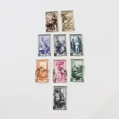 Lot Of 9 Italy 1950s Italy At Work 50c 1/5/6/10/15/25/30/40L Stamps Used