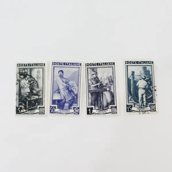 Lot Of 9 Italy 1950s Italy At Work 50c 1/5/6/10/15/25/30/40L Stamps Used