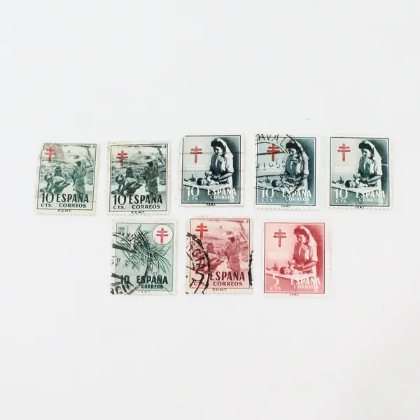 Lot Of 8 Spain 1950s Anti Tuberculosis Stamps Used