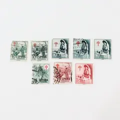 Lot Of 8 Spain 1950s Anti Tuberculosis Stamps Used