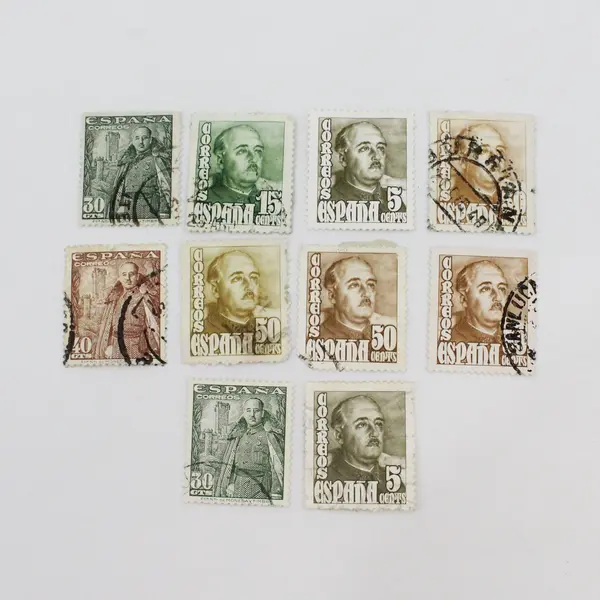 Lot Of 10 Spain 1948 General Franco Stamps Used