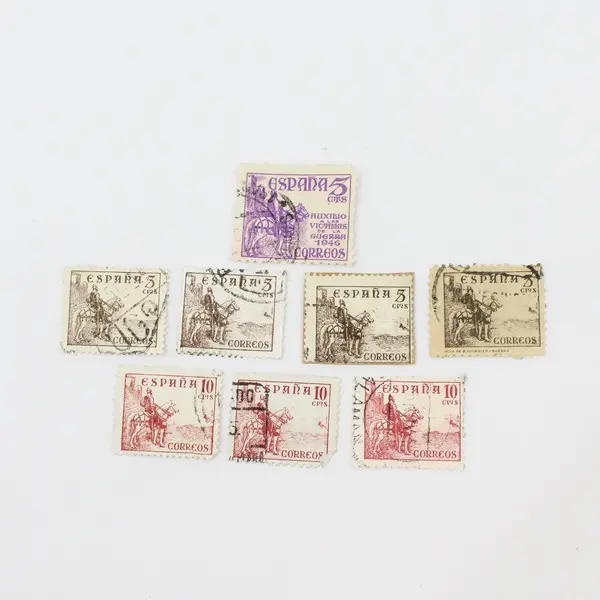 Lot Of 8 Spain 1930s-1946 El Cid Knight Stamps Used