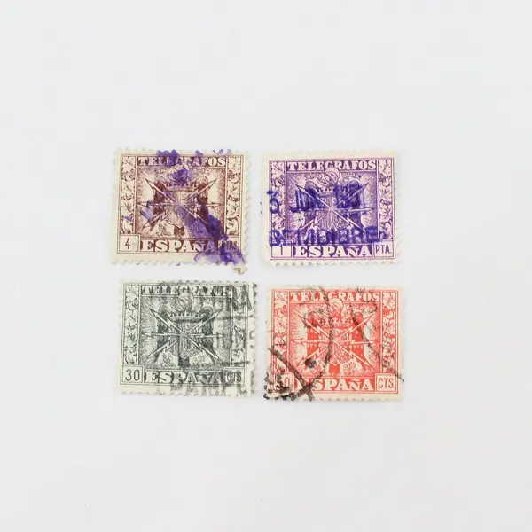 Lot Of 4 Spain 1949 Telegraph Revenue Stamps Used