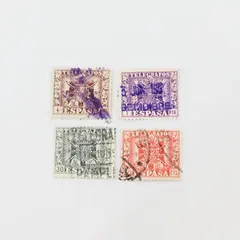 Lot Of 4 Spain 1949 Telegraph Revenue Stamps Used