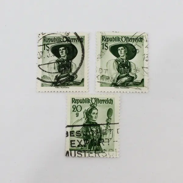 Lot of 10 Austria Costume-Themed Postage Stamps Used 1948-1955