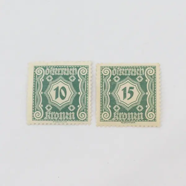 Lot Of 2 Austria 1922 Postage Due 10/15 Kronen Stamps Mint Hinged OG