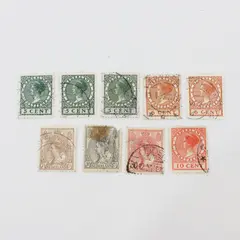 Lot Of 9 Netherlands 1900s-1920s Queen Wilhelmina Stamps Used