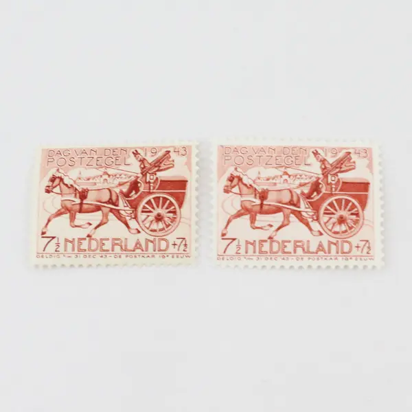 Lot Of 2 Netherlands 1943 Stamp Day Semi Postal Stamps Mint Hinged OG