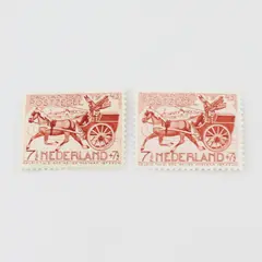 Lot Of 2 Netherlands 1943 Stamp Day Semi Postal Stamps Mint Hinged OG
