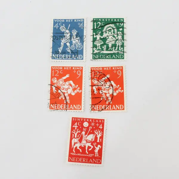 Lot of 5 Netherlands 1958 Child Welfare Stamps Used