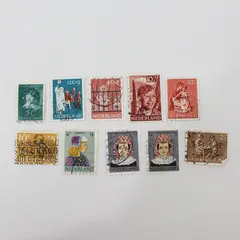 Lot Of 10 Netherlands 1950s-1960s Children Stamps Used