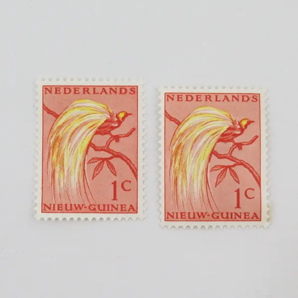 Lot Of 2 Netherlands New Guinea 1954 Bird Of Paradise 1c Stamps Mint Hinged