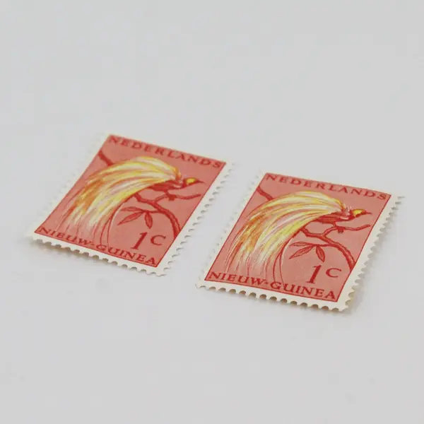 Lot Of 2 Netherlands New Guinea 1954 Bird Of Paradise 1c Stamps Mint Hinged