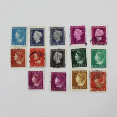 Lot Of 14 Netherlands 1940s Queen Wilhelmina Stamps Used