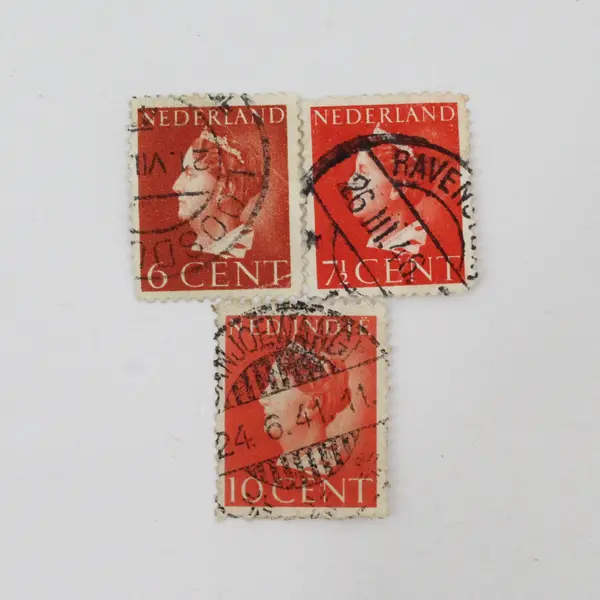 Lot Of 14 Netherlands 1940s Queen Wilhelmina Stamps Used