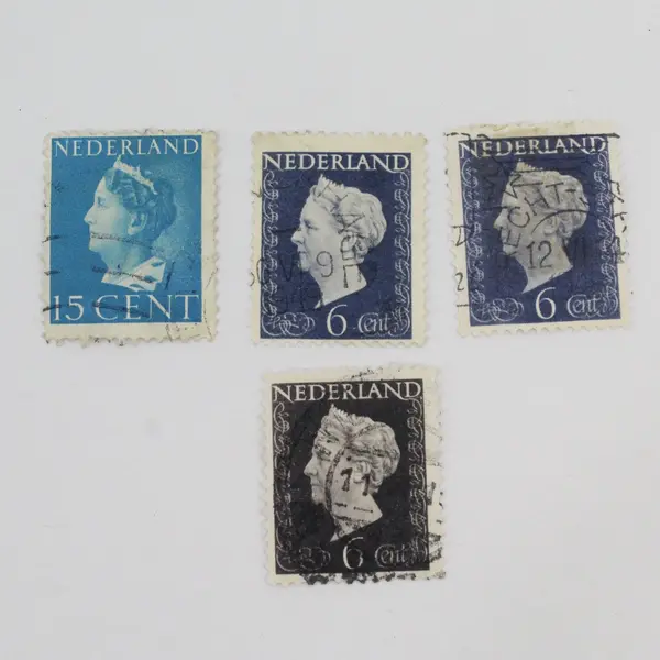 Lot Of 14 Netherlands 1940s Queen Wilhelmina Stamps Used