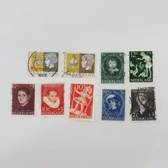 Lot Of 9 Netherlands 1940s-1950s Child Welfare Stamps Used