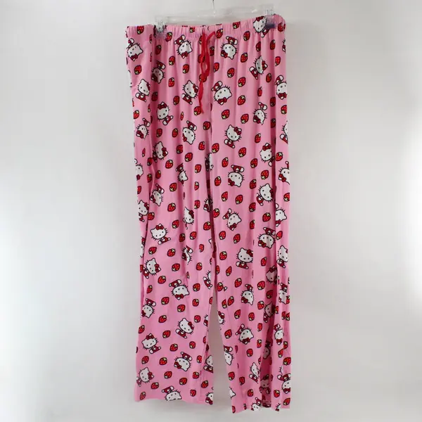 Sanrio Hello Kitty Womens XL Pink Pajama Sleepwear 95% Polyester 5% Spandex