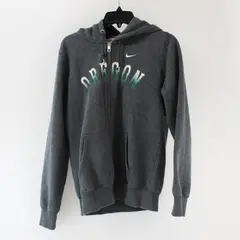 Nike Womens Gray Large Zip Up Sweater Embroidered "Oregon" in Green/White