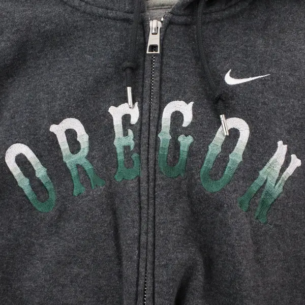 Nike Womens Gray Large Zip Up Sweater Embroidered "Oregon" in Green/White