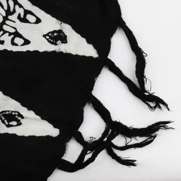 Rectangle Black and White Tropical Pattern Scarf Shawl Fringe Ends 66''x 44'' 