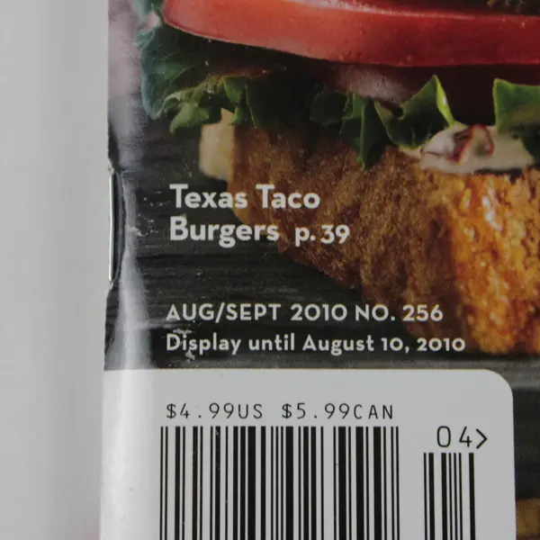 Betty Crocker Best Burgers and More Magazine 68 Recipe Cards Aug/Sep 2010 No 256