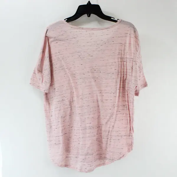 a.n.a A New Approach Short Sleeve Pink with Grey Space Dye V-Neck Top Size L