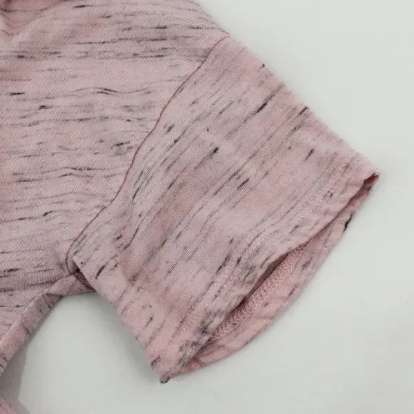 a.n.a A New Approach Short Sleeve Pink with Grey Space Dye V-Neck Top Size L