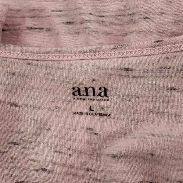 a.n.a A New Approach Short Sleeve Pink with Grey Space Dye V-Neck Top Size L