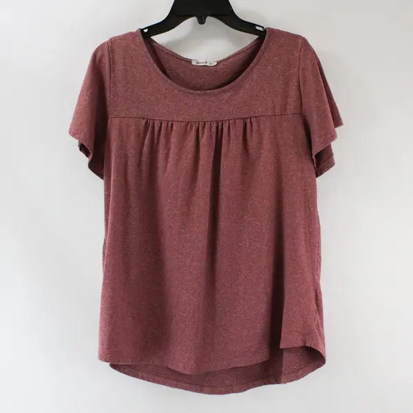 DOUBLJU Red Space Dye Short Sleeve Top Size Medium