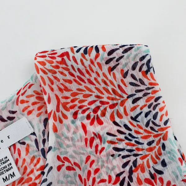 Fever Sleeveless Sheer White Multicolor Print Double Layer Tunic Blouse Medium 