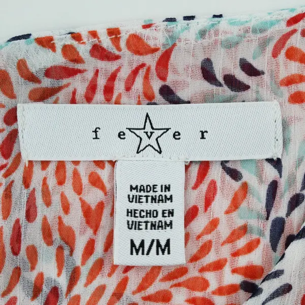 Fever Sleeveless Sheer White Multicolor Print Double Layer Tunic Blouse Medium 